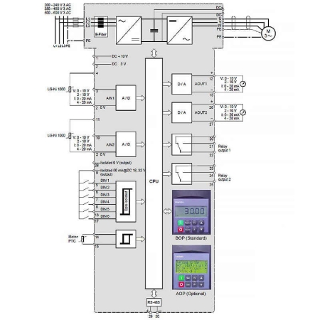 Схема подключения частотного преобразователя Siemens SED2
